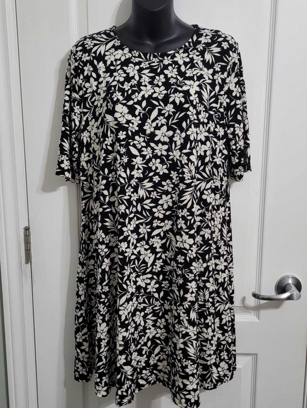 Black & White Floral Swing Dress